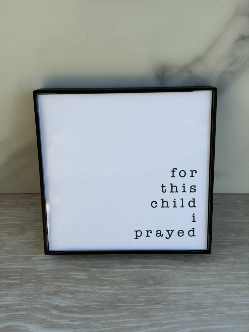 For This Child I Prayed Mini Framed Print 4x4 Black Modern Nursery Tiered Tray